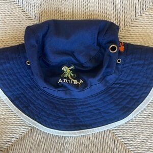 Fisherman Style Hat with Aruba Patch & Side Fishbone patch 100% Cotton Navy OSFM
